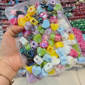 100pcs DIY Phone 20mm Chain Keychain Bead Material UV Flower Acrylic Beads Spacer Beads for Pen and Jewelry Making Stationery