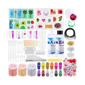 219Pcs Resin Kit for Beginners Resin Mold Kit with Silicone and Epoxy Resin for DIY Jewelry Making Set