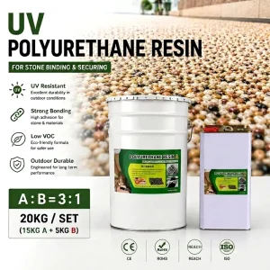 3 1 Solvent Free UVR Aliphatic PU Resin Two Part High Strength Polyurethane Binder for Permeable Paving & UV Flooring
