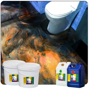 双组分环氧地板树脂液体 3D艺术地板自流平金属环氧地板涂料和涂装