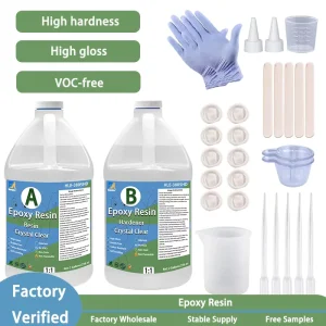 4 Gallon Crystal Clear Epoxy Resin Kit No Yellowing No Bubble Art Resin Casting Resin for Art Crafts Jewelry Making Wood & Molds