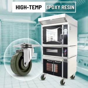 4″ High Temperature Epoxy Resin Swivel Caster Wheel Heavy Duty Heat Resistant Caster for Bakery Oven and Industrial Equipment
