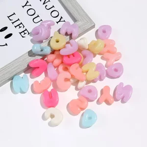 500g 20mm Chunky Mobile Phone Chain Jelly Pastel Acrylic Letter Bead Plated Iridescent Large Hole Alphabet Letter Beads