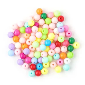 500g Bag 6mm 8mm 10mm Multi Colors Acrylic Round Beads Plastic Bubble Gum Beads With Hole for Girls Jewelry Making