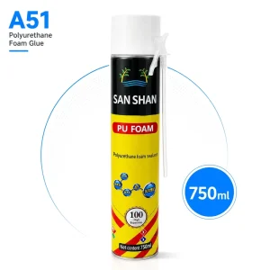 A51 750ML Industrial White Single Component High Expanding Polyurethane Resin Foam Sealant Glue for Building Construction Site