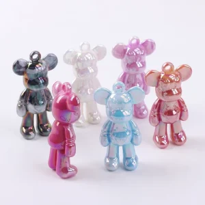 Acrylic Solid Color Two Tone UV Printed Hanging Bear DIY Pendant for Gift