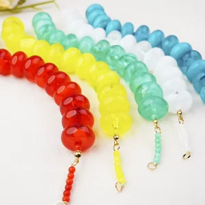 Boho Acrylic Resin Color Bracelet Beaded Bracelet Handmade Chunky Bangles Resin Charms Women Summer Jewelry