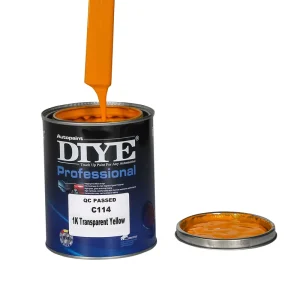 C114 1K Transparent Yellow Acrylic Basecoat High Gloss Auto Paint for Car Refinish Scratch Repair Factory Direct