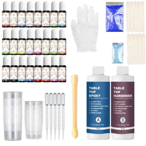 CNMI Epoxy Resin AB Glue 2 Part Epoxy Resin Kit 1 1 AB Glue Toolkit with 24 Colors Pigment Hand Made DIY Craft Tool