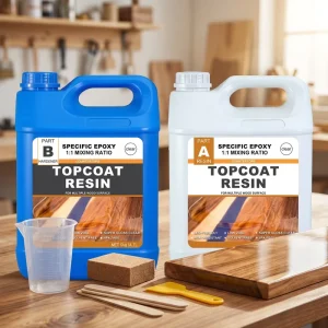 Clear Mirror Finish Table Epoxy Resin for Wood Cabinets Heat Resistant Low VOC 15000 CPS High Viscosity 1A1B Mixing Ratio Double