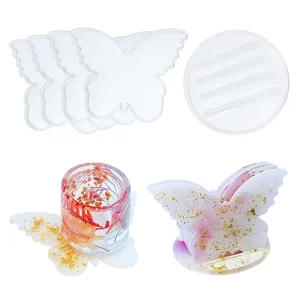 Coaster Resin Mold Set Silicone Coaster Storage Box Mold Butterfly Shape Silicone Epoxy Casting Mold for Resin Jewelry Soap