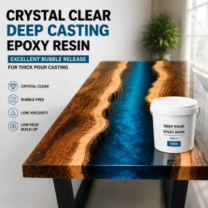 Crystal Clear Deep Pour Epoxy Resin for Office Desk DIY Wood and Resin Furniture