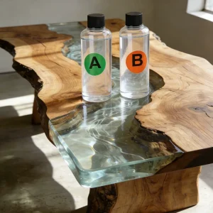 Crystal Clear Epoxy Resin Hardener 3 1 AB Ratio for Wood River Table Construction Deep Pour Casting