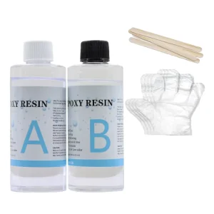 Crystal Clear Epoxy Resin Kit for Construction Use Includes Mixing Sticks Gloves Cups