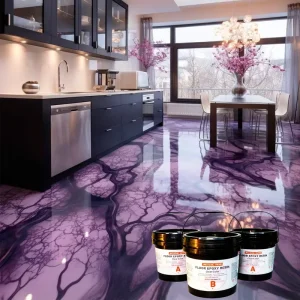 Crystal Clear Epoxy Resin Self Leveling Floor Coating 3D Metallic Art High Gloss High Scratch Resistant Waterproof Anti slip