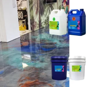 Crystal Clear Epoxy Resin and Hardener Epoxy Flooring Metallic Coating for Tile Concrete Cement Floor