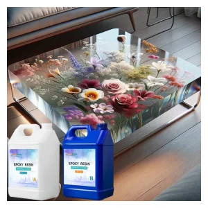 Crystal Clear Liquid Epoxy Resin Cast Art Real Flower Epoxy Resin Coffee Table