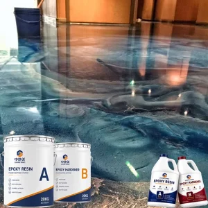 Crystal Clear Self-Leveling Liquid Epoxy Resin 3D Metallic Floor Paint for DIY Concrete Floor