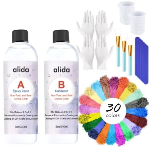 Crystal clear Epoxy Resin Kit Anti-yellowing & Bubble-free Ideal for DIY Crafts Art Casting Molds and Jewelry Making