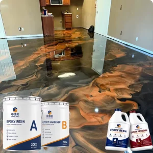 Custom Color Decorative Metallic Epoxy Floor Paint Kit High Gloss 3D Effect Resin Floor Coating for Indoor Living Room Kitchen