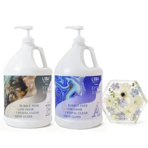 Customizable Bubble Free Crystal Clear Epoxy Resin Kit 1 Gallon A+B Resin Low Odor High Gloss Casting Resin for Artworks