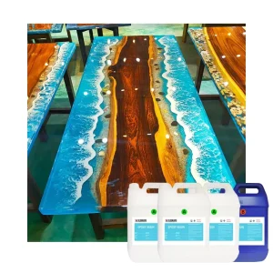 Customizable Bubble Free Crystal Clear High Hardness Deep Casting Liquid AB Glue Epoxy Resin for River Woodworking Construction