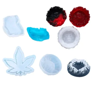 DIY Handcrafts Large Size Square Rhombus Round Crystal Epoxy Mould Casting Silicone Ashtray Resin Molds