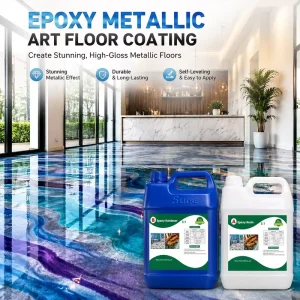 DIY Waterbased Epoxy Clear Coated Art Floor Coating Metallic Epoxy Resin Floor Kit