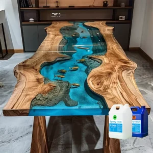 Double Component Epoxy Resin Deep Pour Crystal Clear Table Top for Woodworking 1kg MOQ 12 Months Shelf Life OEM Available