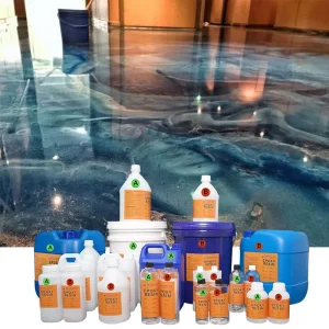 Eco friendly Epoxy Floor Coating for Woodworking and Concrete Floors Double Component Resin Kit with Metallic Drums