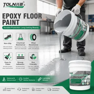 Epoxy Colorful Liquid Coating Floor Paint Wear Resistant Non Slip Water Based High Gloss Metallic Custom Color