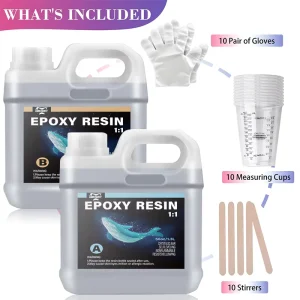 Epoxy Resin 100oz 2.6L Crystal Clear Epoxy Resin Kit for Casting and Coating Table Tops Bubble Free Fast Curing