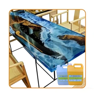 Epoxy Resin AB Glue 3 1 High Hardness Construction Use Yellow Resistant Polished Transparent Crystal River Table Glue