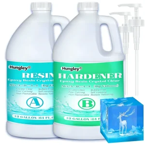 Epoxy Resin Kit 1 2 Gallon*2 Crystal Clear Bubble Free Anti Yellowing Art Resin for Casting DIY Jewelry Easy to Use 1 1