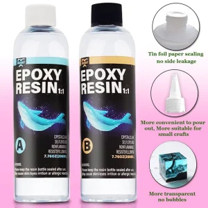 Epoxy Resin Kit for Jewelry Art Craft 8oz Including 4oz Resin and 4oz Hardener 2 Part Crystal Clear Casting Resin with Bonus