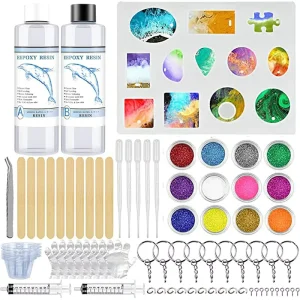 Epoxy Resin Kits and Molds Complete Set Starter DIY Earrings Set Resin Art Kit for Beginners With Silicone Molds