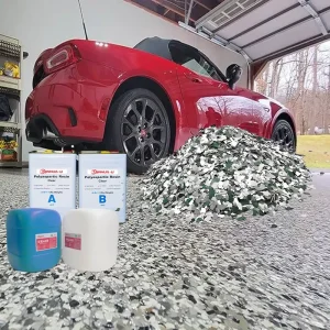 Full Kit Materials for Garage Flakes Floor System High Solids Epoxy Base Coat Decorative Vinyl Color Chips Polyaspartic Topcoat