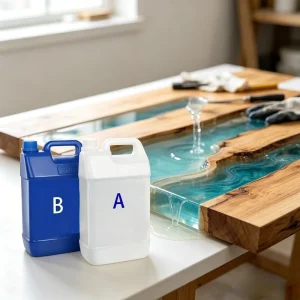 Crystal Clear Two Part AB Liquid Epoxy Resin Anti Yellowing Self Leveling Casting Resin for River Table DIY Crafts