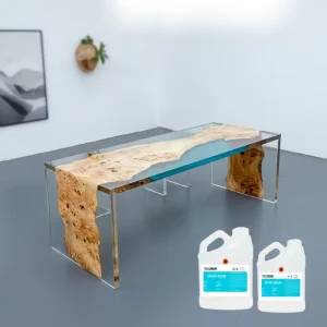 Heat Resistant Scratch Resistant Low Odor Transparent Yellowing Resistant Liquid AB Glue Epoxy Resin Coffee Table Woodworking