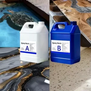 High Gloss 100% Solid Waterproof Anti-slip Self Leveling Epoxy Resin Metallic Epoxy Floor Coating Kit For Marble Effect Floor