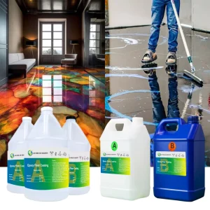 High Gloss Durable Scratch Resistant Metallic Floor Epoxy Resin for 3D Floor Metallic Art Graffiti Flooring