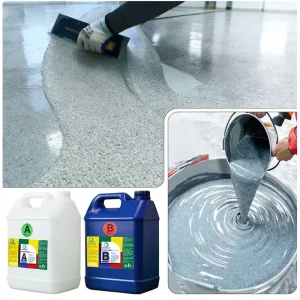 High Gloss Marble Effect Epoxy Floor Coating Self Leveling Floor Paint Colored Sand Epoxy Floor Coating