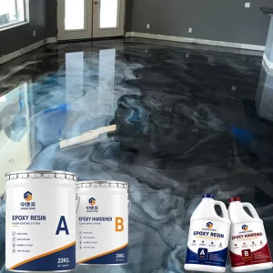 High Gloss Self-Leveling Epoxy Resin 3D Metallic Floor Coating Kit for Marble Effect Floors