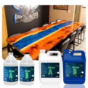 High Grade UV Resistant Crystal Clear AB Liquid Epoxy Resin and Hardener for Deep Pouring River Table Tabletop