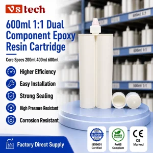 High Strength Dual Component Series 600ml 1 To 1 Epoxy Resin Cartridge For Adhesive Sealant Supplier AB Adhesive Cartridge
