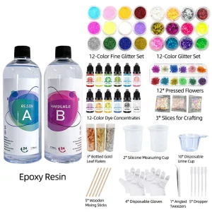 Epoxy Resin Starter Kit for Commercial Use High Gloss Epoxy Resin with Mixing Supplies