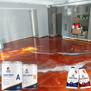 Industrial Grade Crystal Clear Metallic Epoxy Resin Kit for Decorative Concrete Flooring Self Leveling Floor Paint for Kitchen