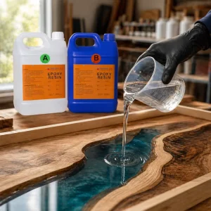 Industrial Grade Liquid Glass River Epoxy Resin Art Large Void Filling High Gloss Finish Bulk Supply Woodworking Crystal Clear