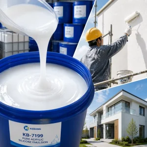 KB-7199 Pure Acrylic Silicone Emulsion High Weather Resistance Low MFFT Waterproof Resin For Outdoor Building Renovation Paint