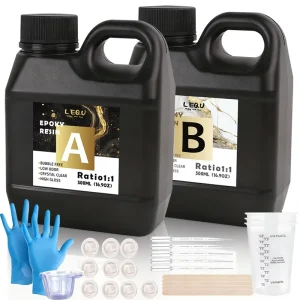 LEQU Crystal Clear Epoxy Resin Kit 1 1 AB Resin with Tools for DIY Craft Coating Casting High Gloss Tabletop Jewelry Crafts